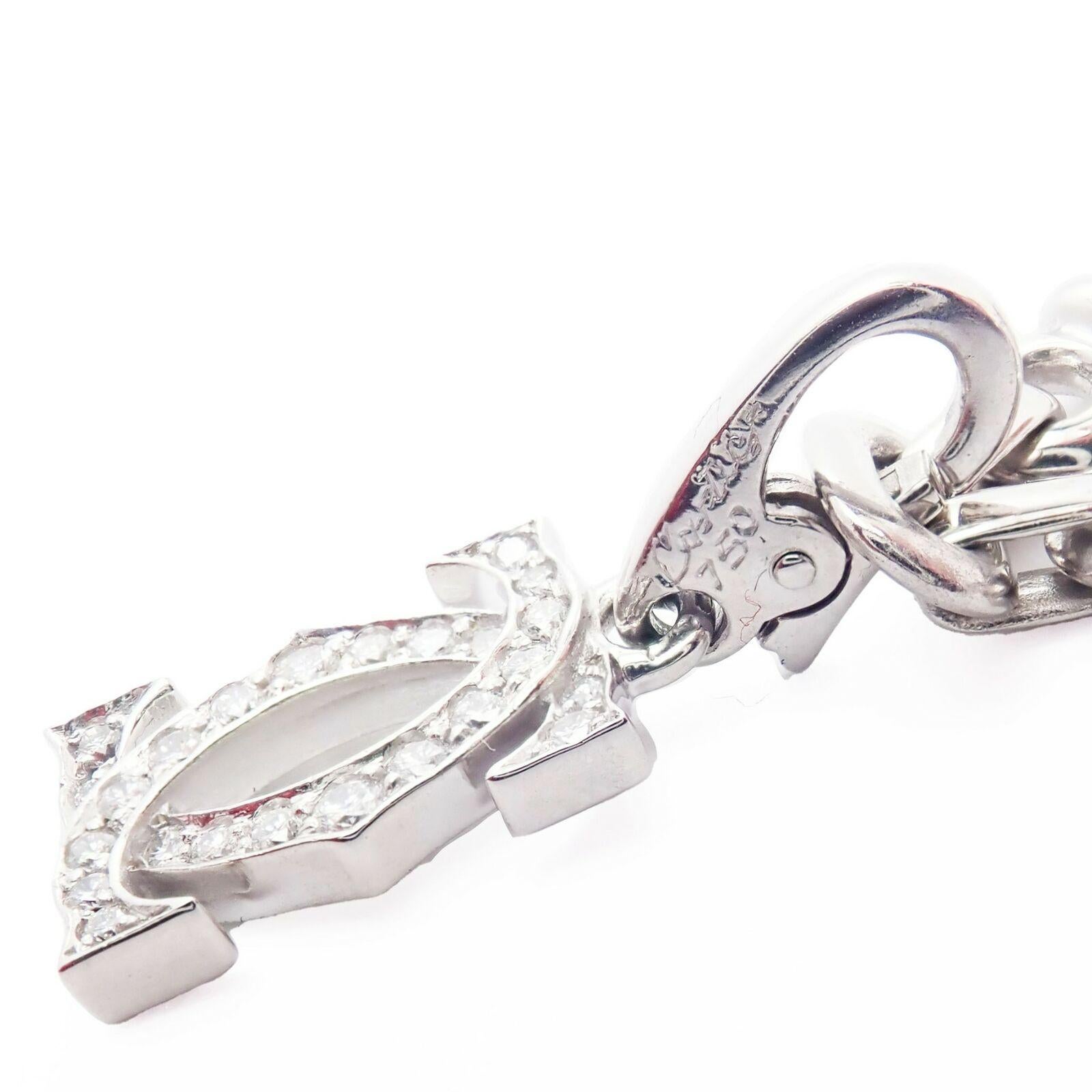 Cartier Three Charm Bracelet Diamond Cross Double C Penelope White Gold Bracelet For Sale 1