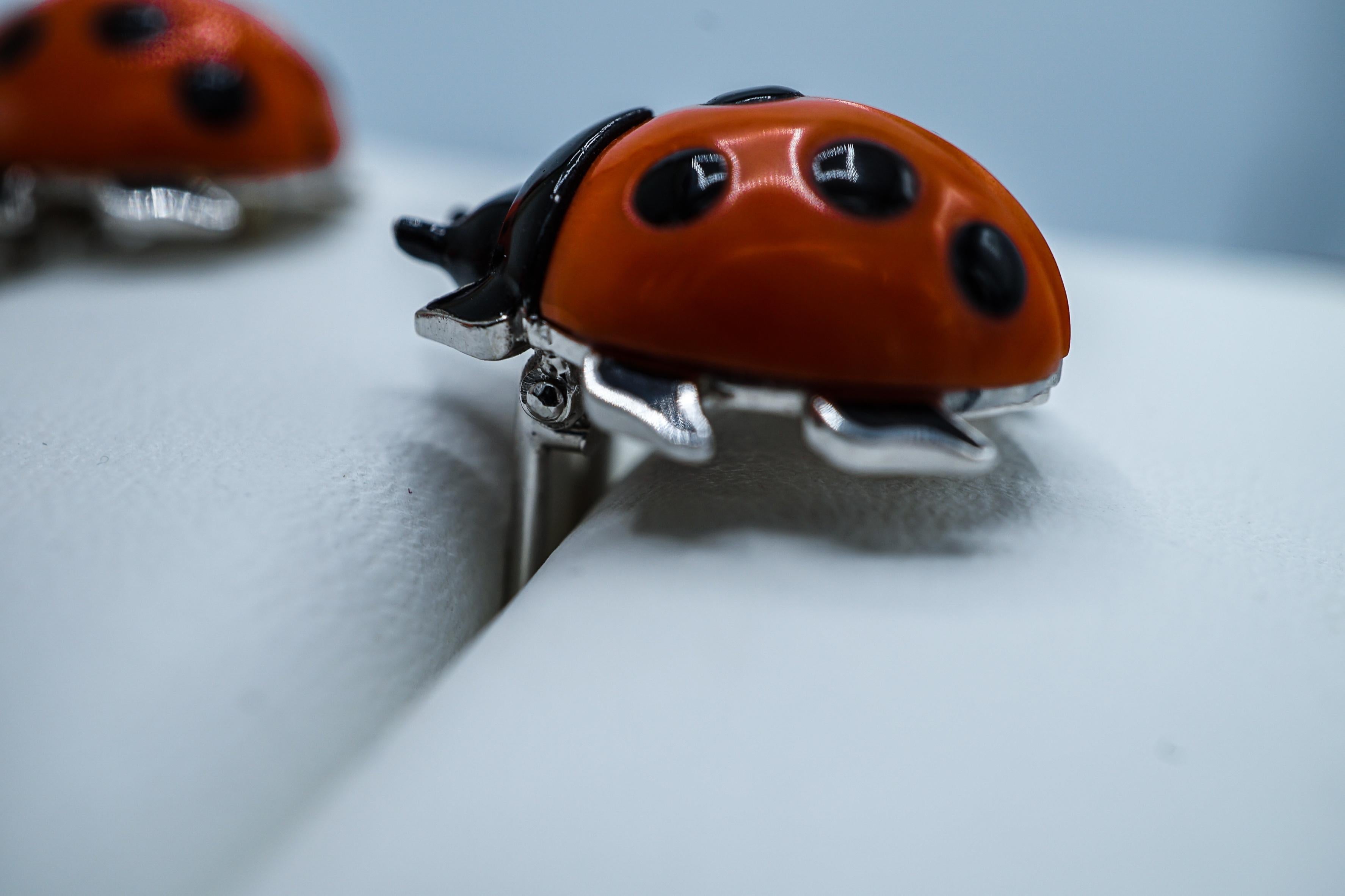 Cartier Three Coral and Enamel 'Coccinelle' Clips 1