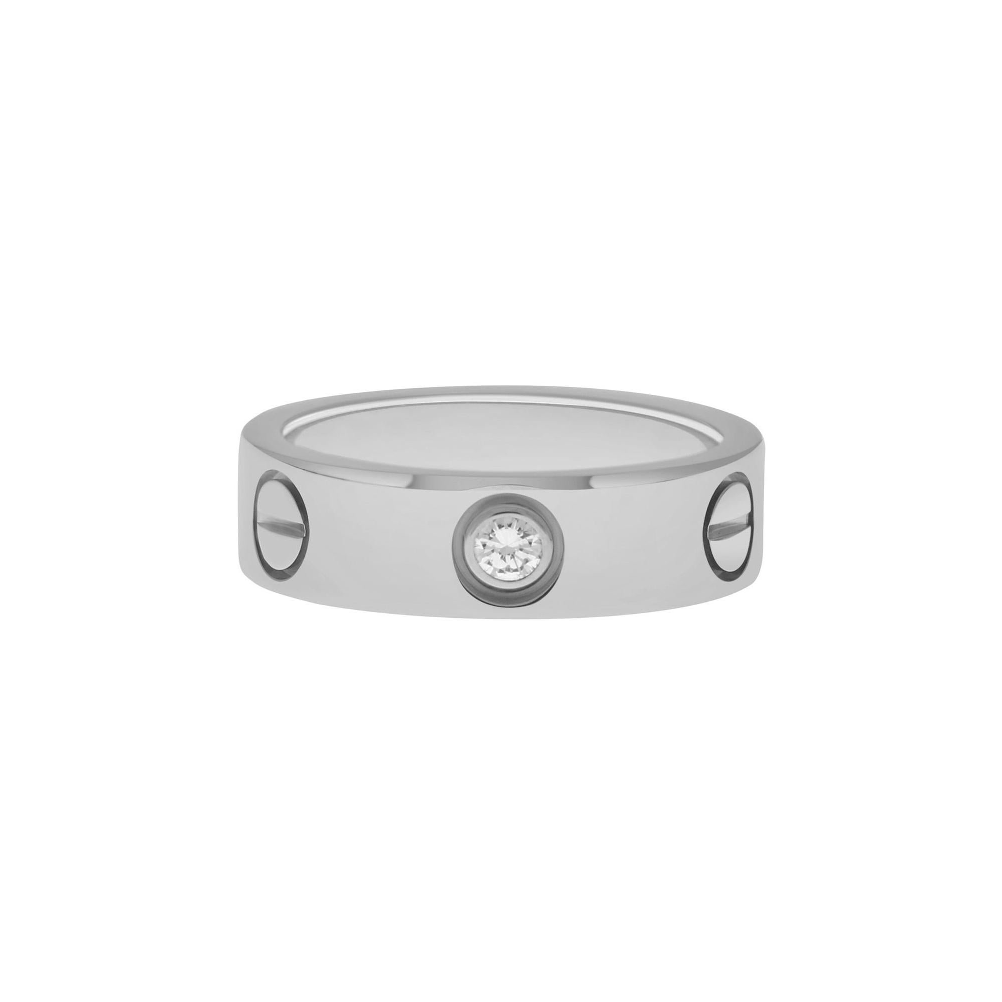 Cartier Three Diamond Love Ring Set in 18k White Gold For Sale