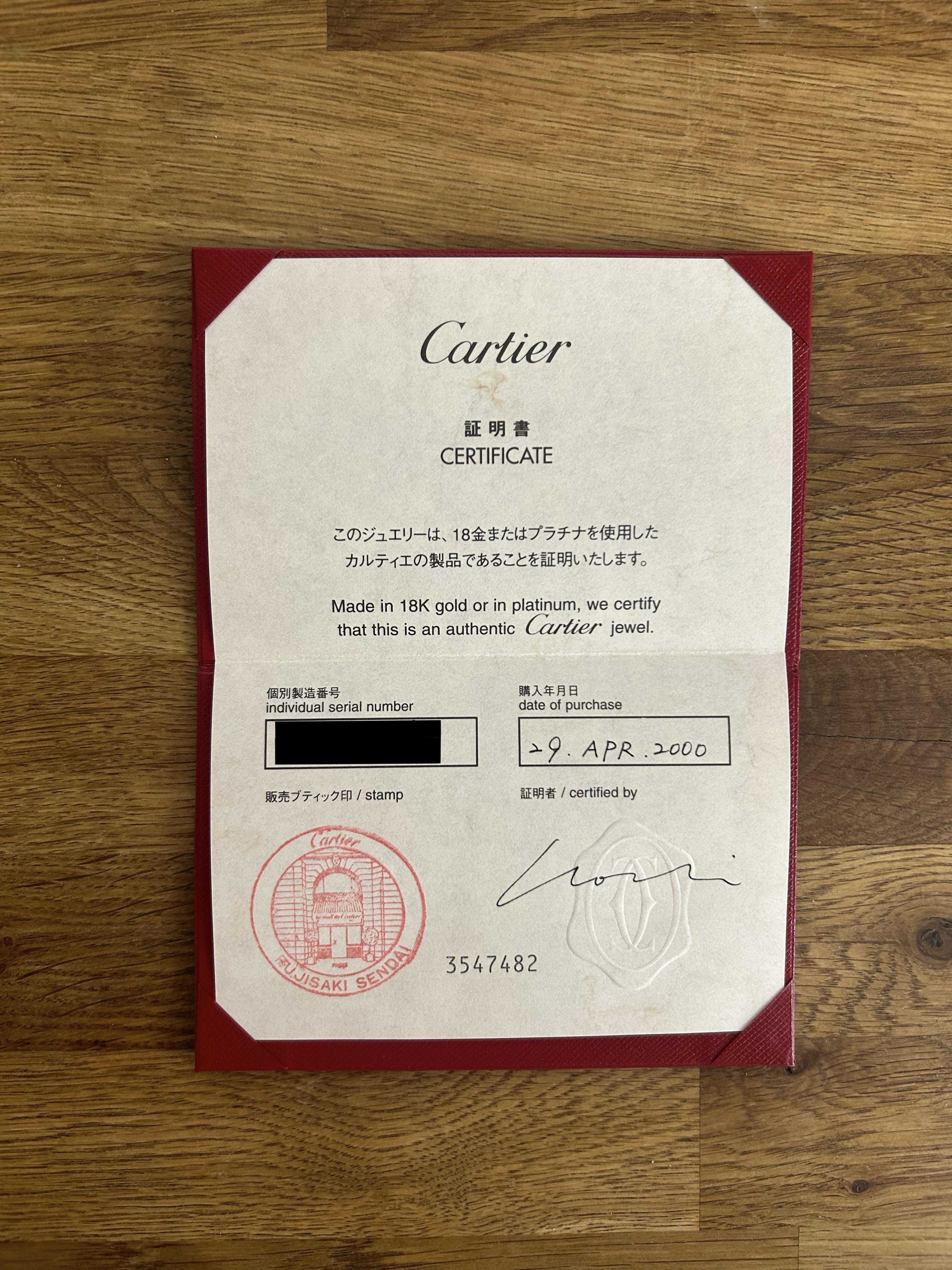 Cartier LOVE Ring mit drei Diamanten, Größe J (49) (Brillantschliff) im Angebot