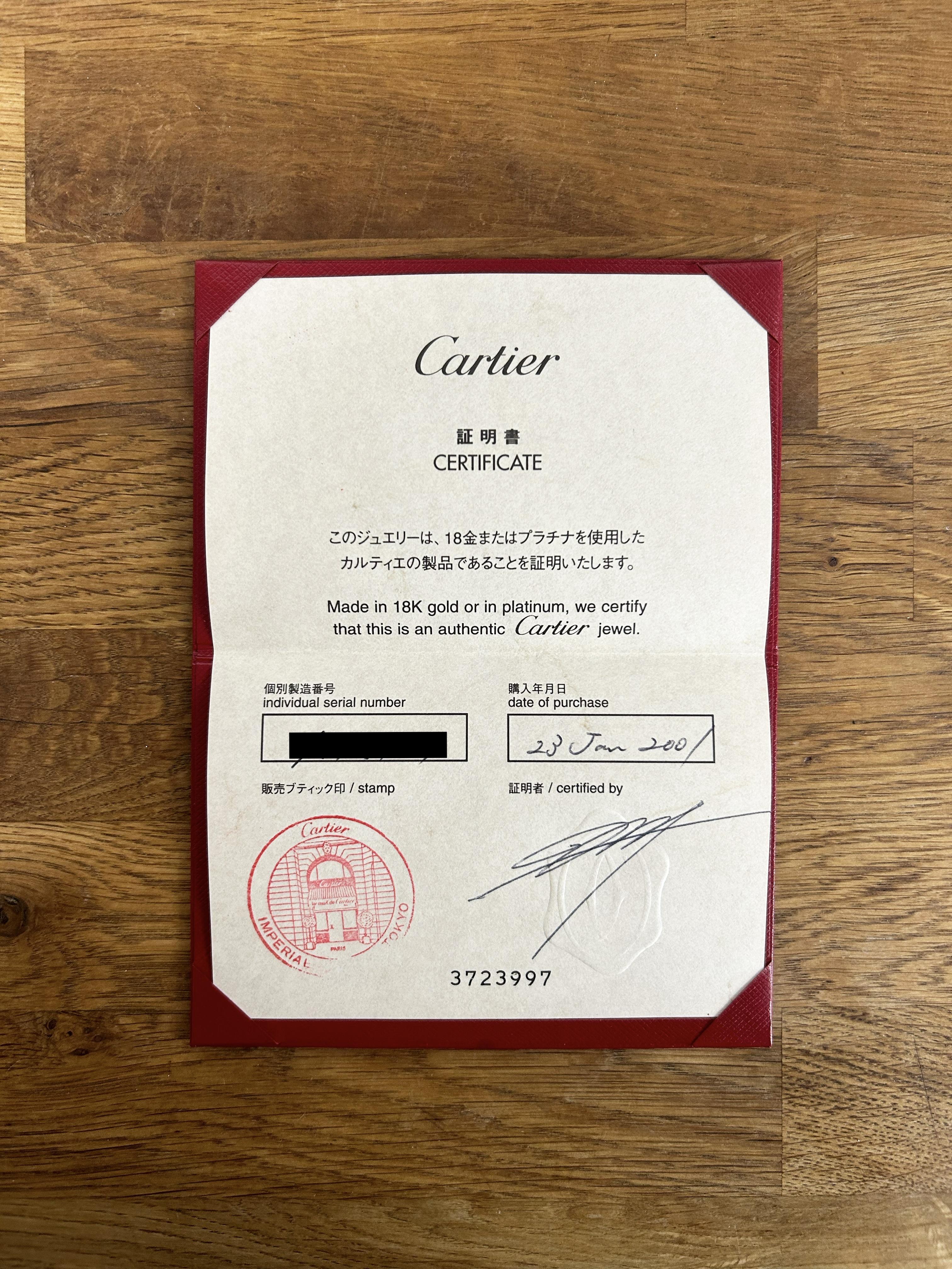 Brilliant Cut Cartier Three Diamond LOVE Ring Size J (49) For Sale