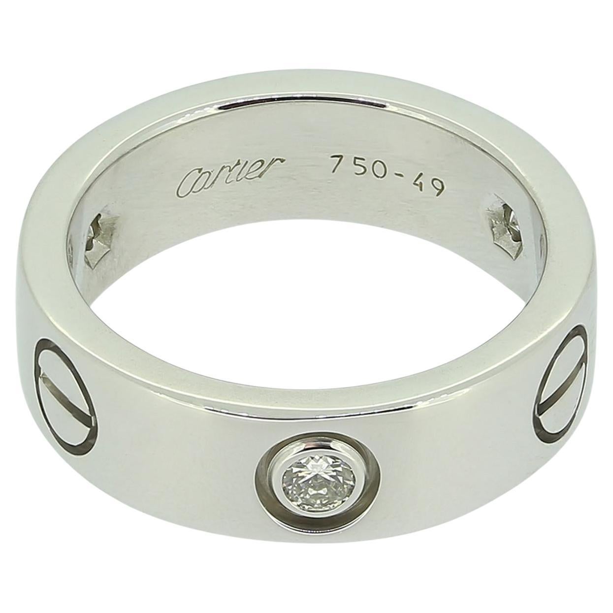 Cartier LOVE Ring mit drei Diamanten, Größe J (49)
