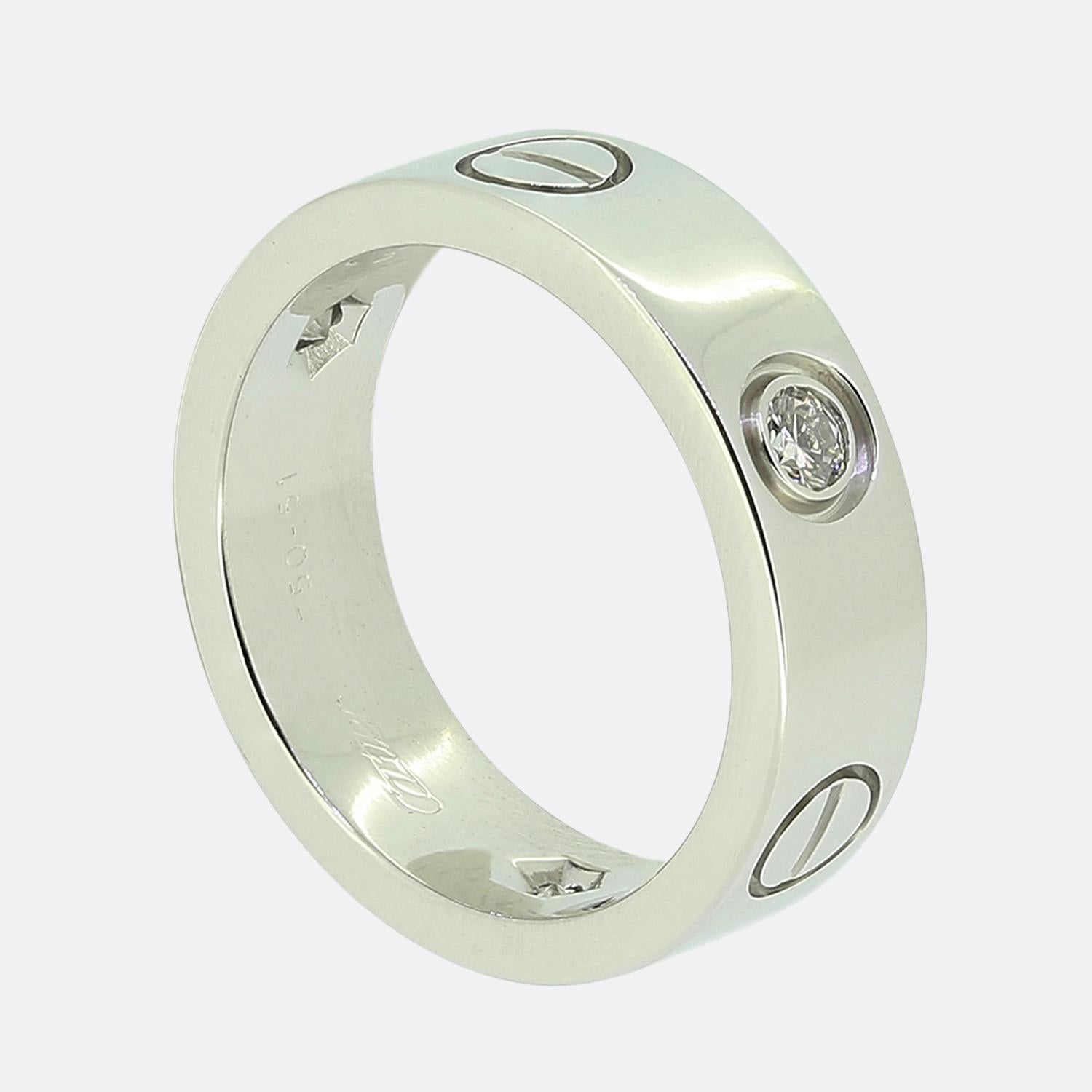 Brilliant Cut Cartier Three Diamond LOVE Ring Size K 1/2 (51) For Sale