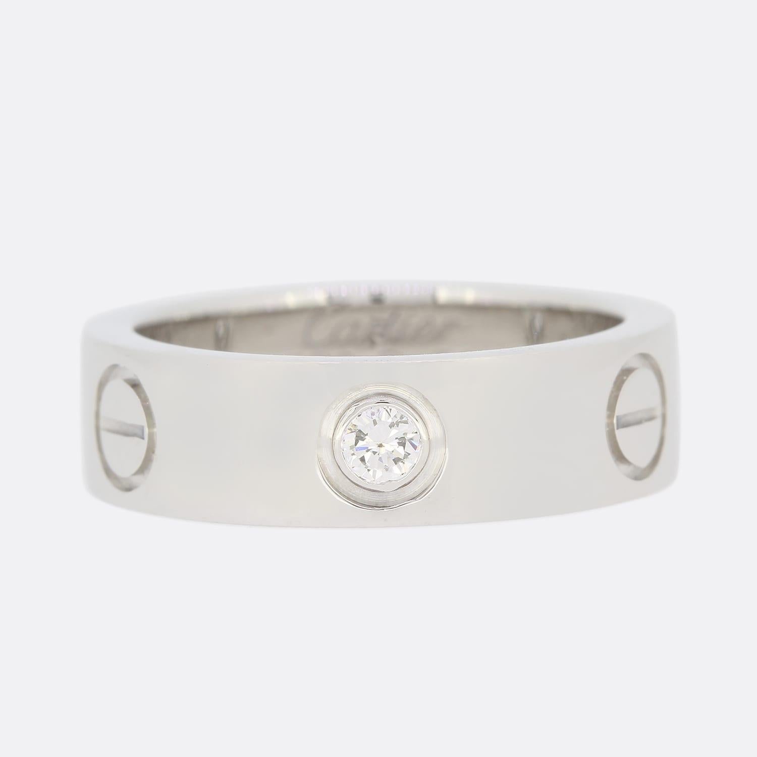 Cartier LOVE Ring mit drei Diamanten, Größe K (50) im Zustand „Gut“ im Angebot in London, GB