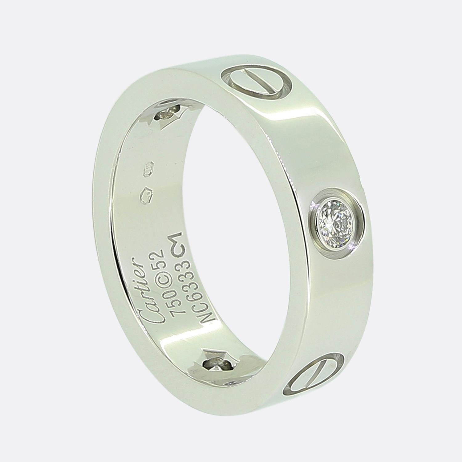 Cartier LOVE Ring mit drei Diamanten, Größe L (52) (Rundschliff) im Angebot
