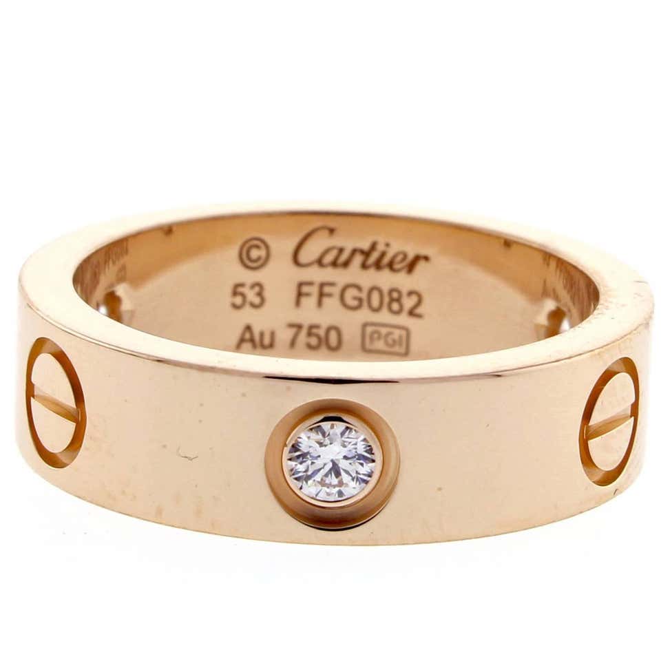 Cartier Three-Diamond Pink Gold Love Ring at 1stDibs | cartier love ...