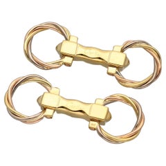 Cartier Three Gold Trinity Enterweaved Cufflinks 18K Yellow White Pink Gold