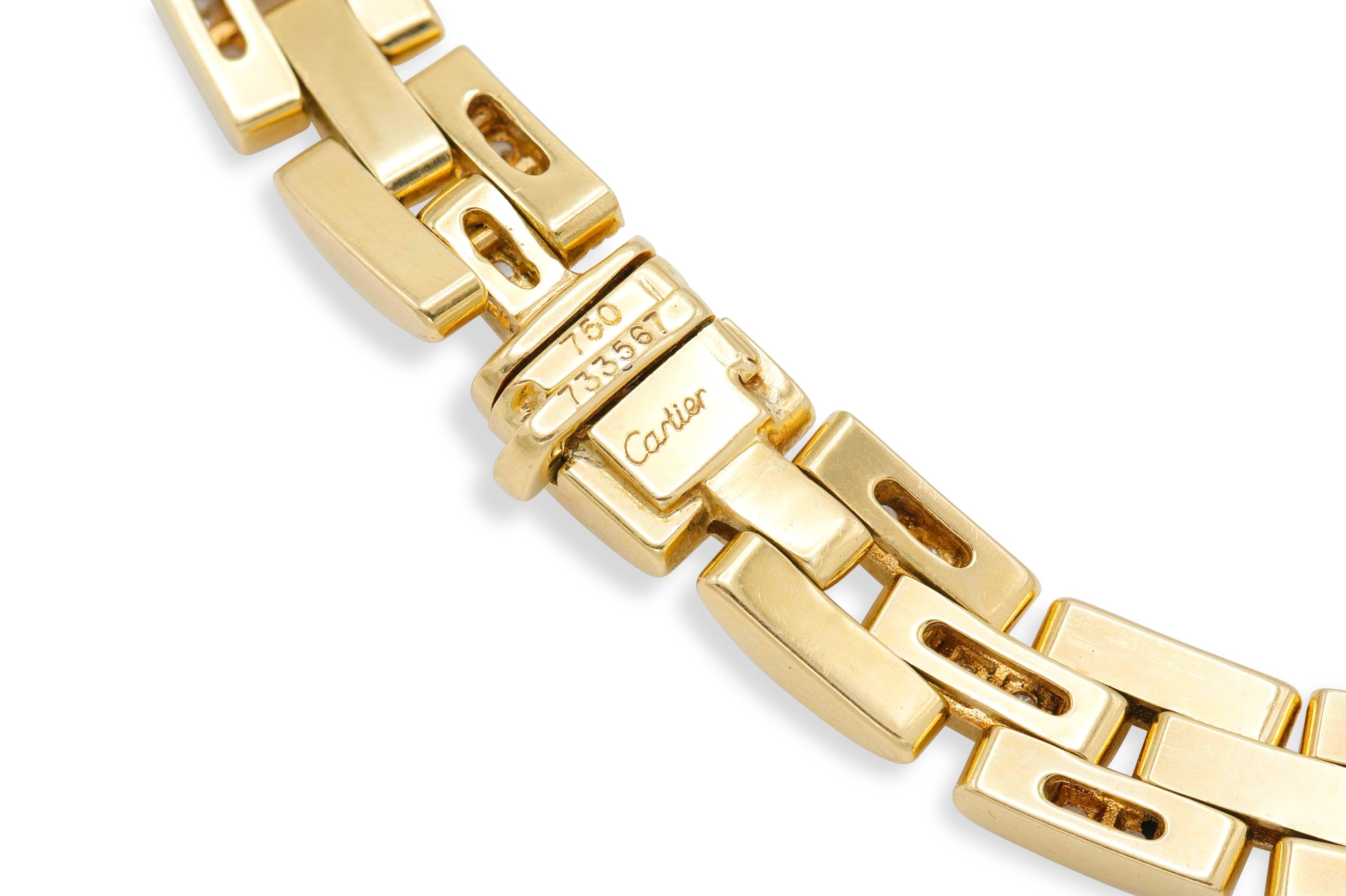Cartier Dreireihige Maillon Panther-Halskette im Zustand „Gut“ im Angebot in New York, NY