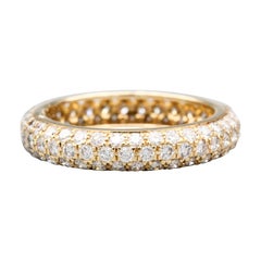 Retro Cartier Three-Row Pave Diamond and 18k Gold Band Ring