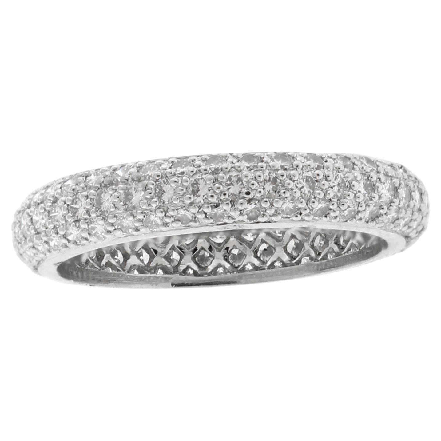 Cartier Three Row Paved Diamond Band Ring For Sale