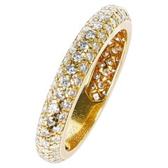 Cartier Three Row Round Diamond Wedding Band, 18K Gold