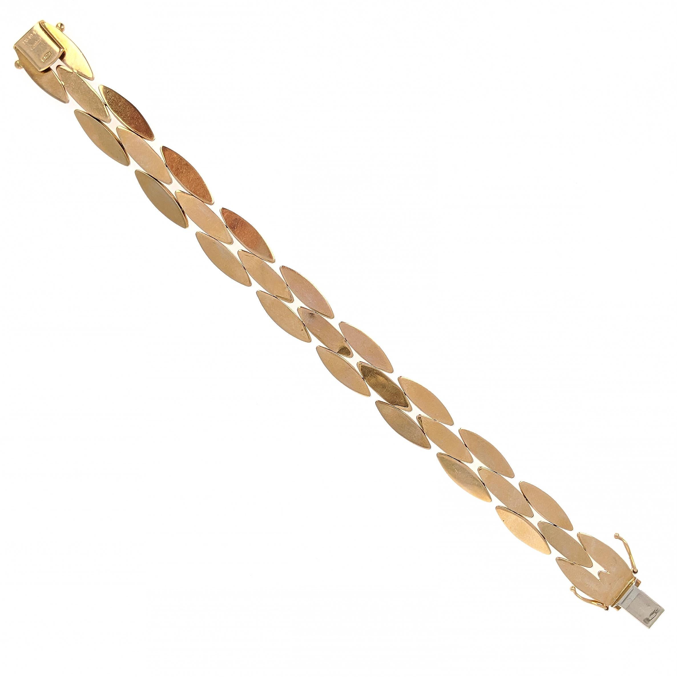 Modern Cartier Three-Row Yellow Gold Gentiane Rice Link Bracelet