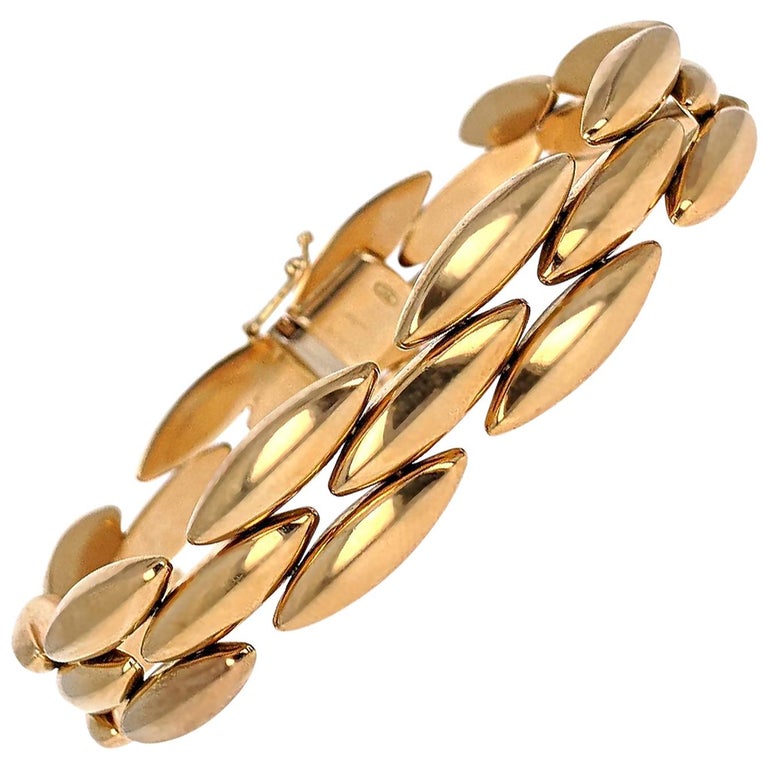 Cartier ThreeRow Yellow Gold Gentiane Rice Link Bracelet at 1stDibs