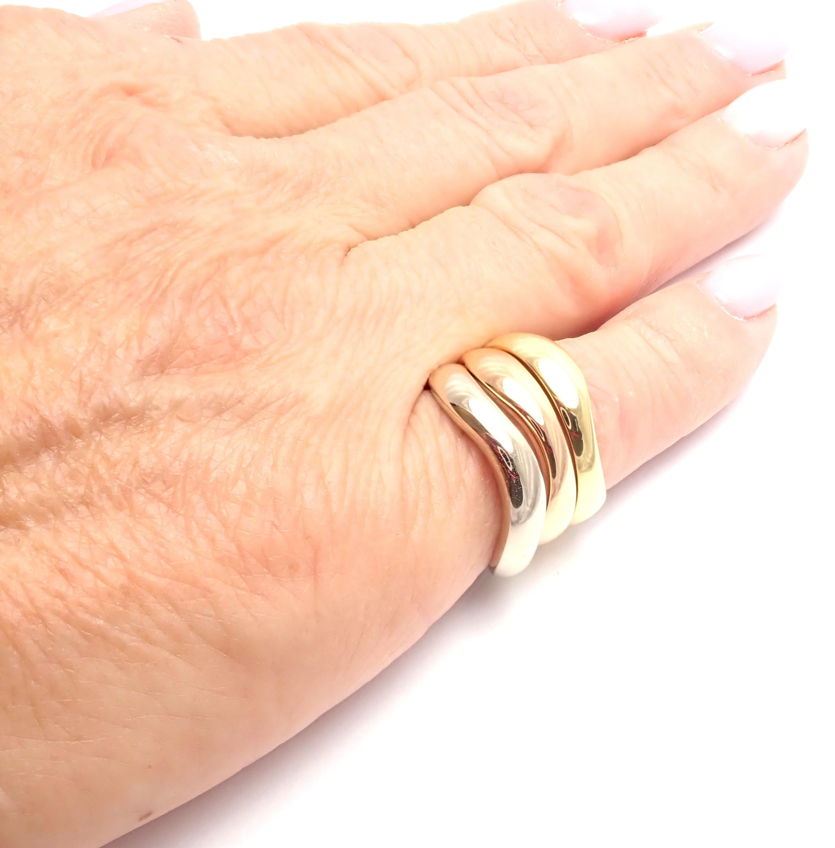 Cartier Three Stocking Tri-Color Gold Band Ring 4