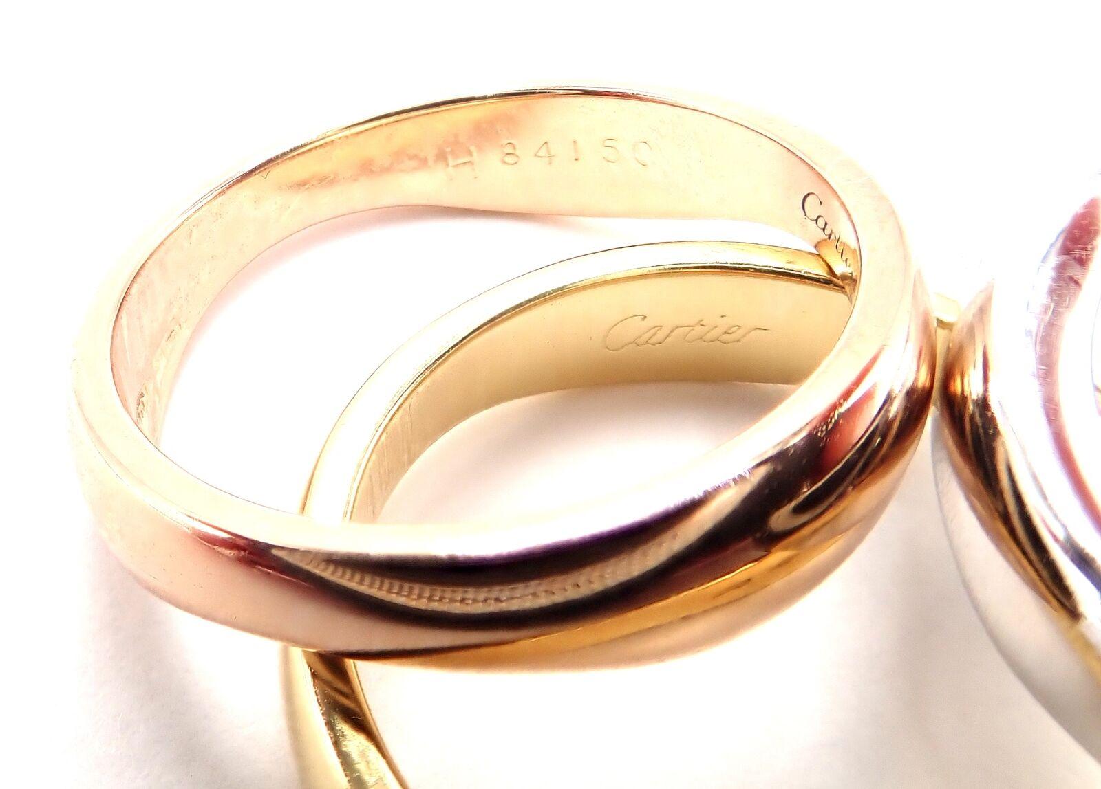 Cartier Three Stocking Tri-Color Gold Bands Ring For Sale 4