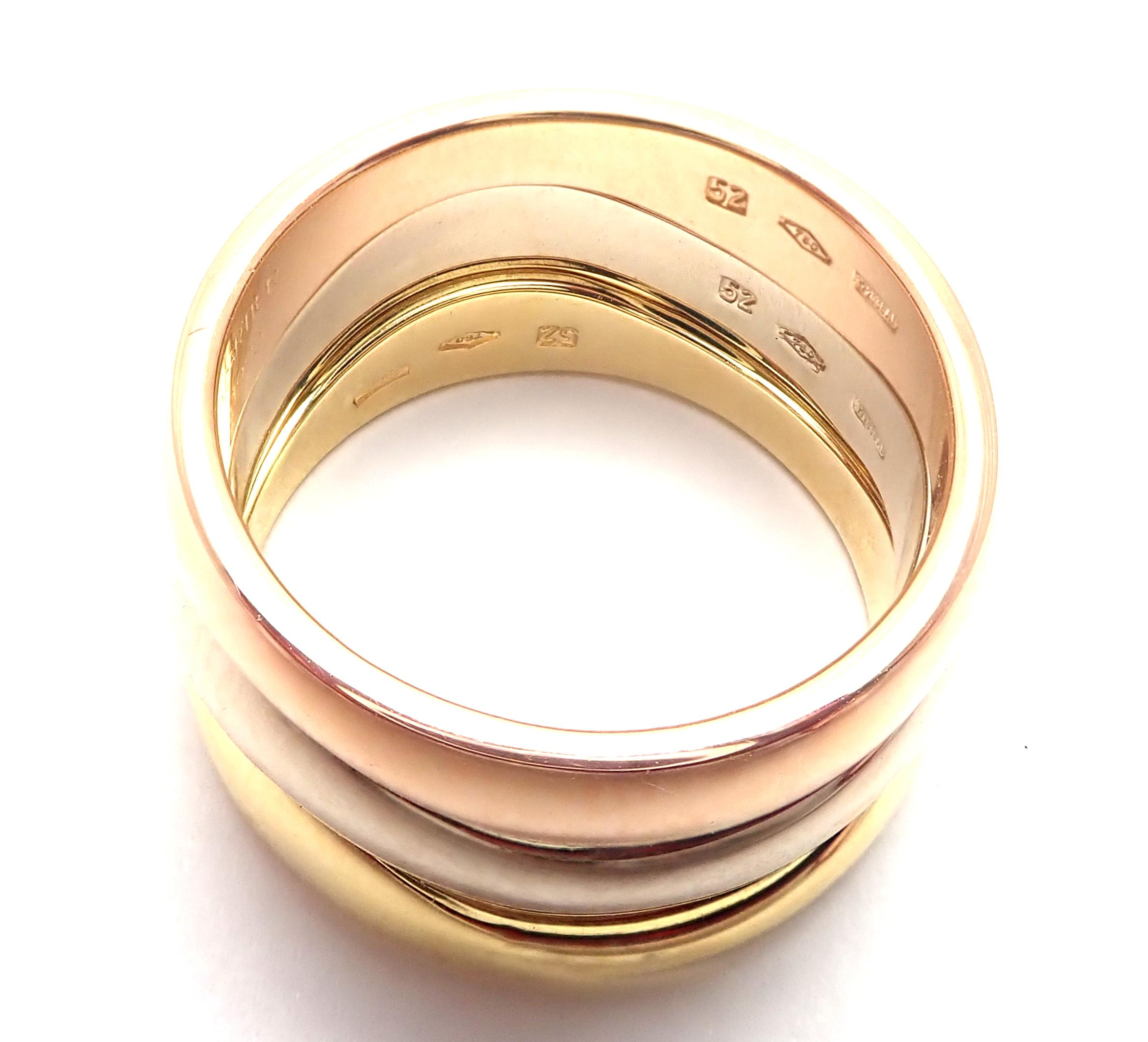 Cartier Three Stocking Tri-Color Gold Band Ring 5