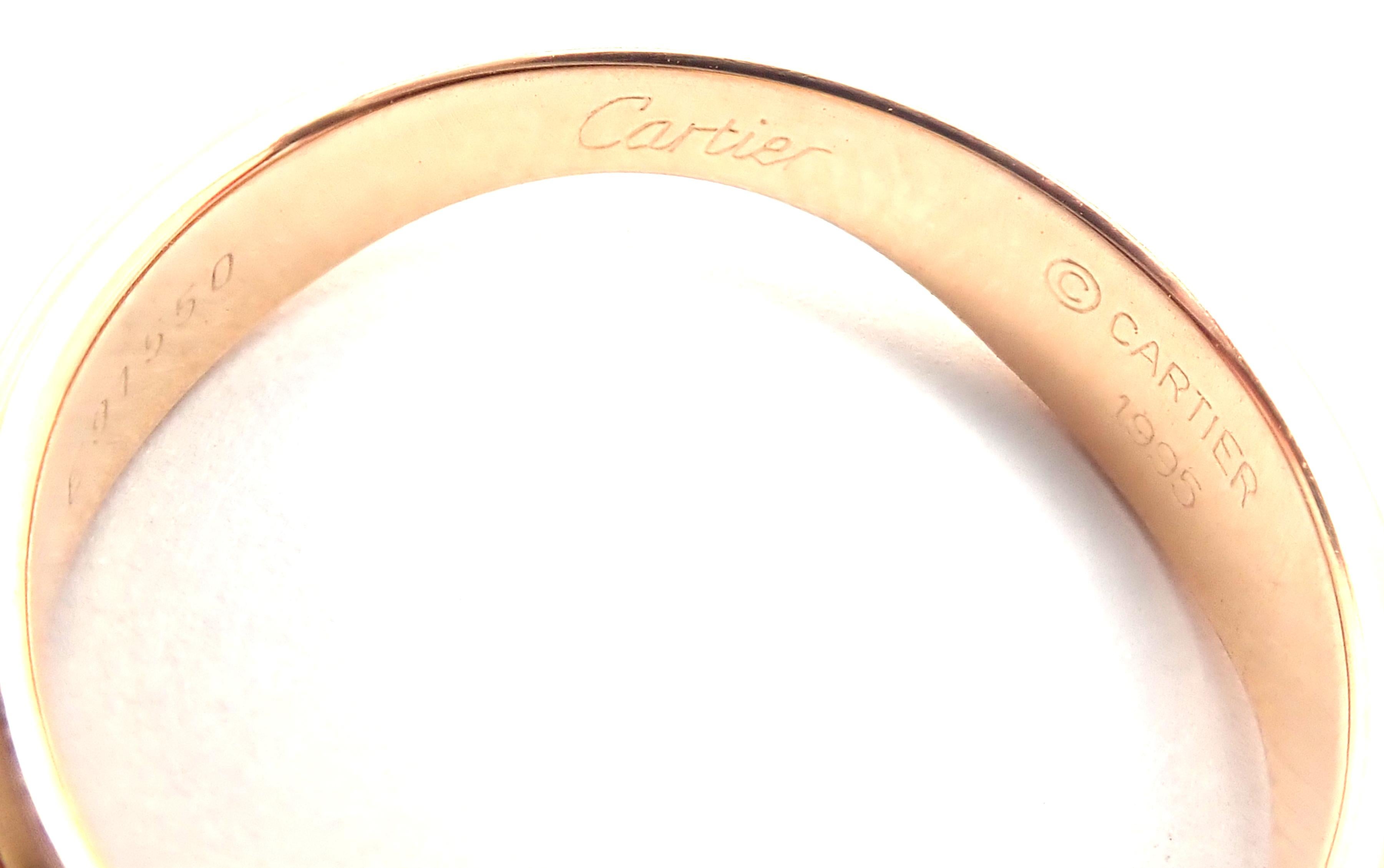 Women's or Men's Cartier Three Stocking Tri-Color Gold Band Ring