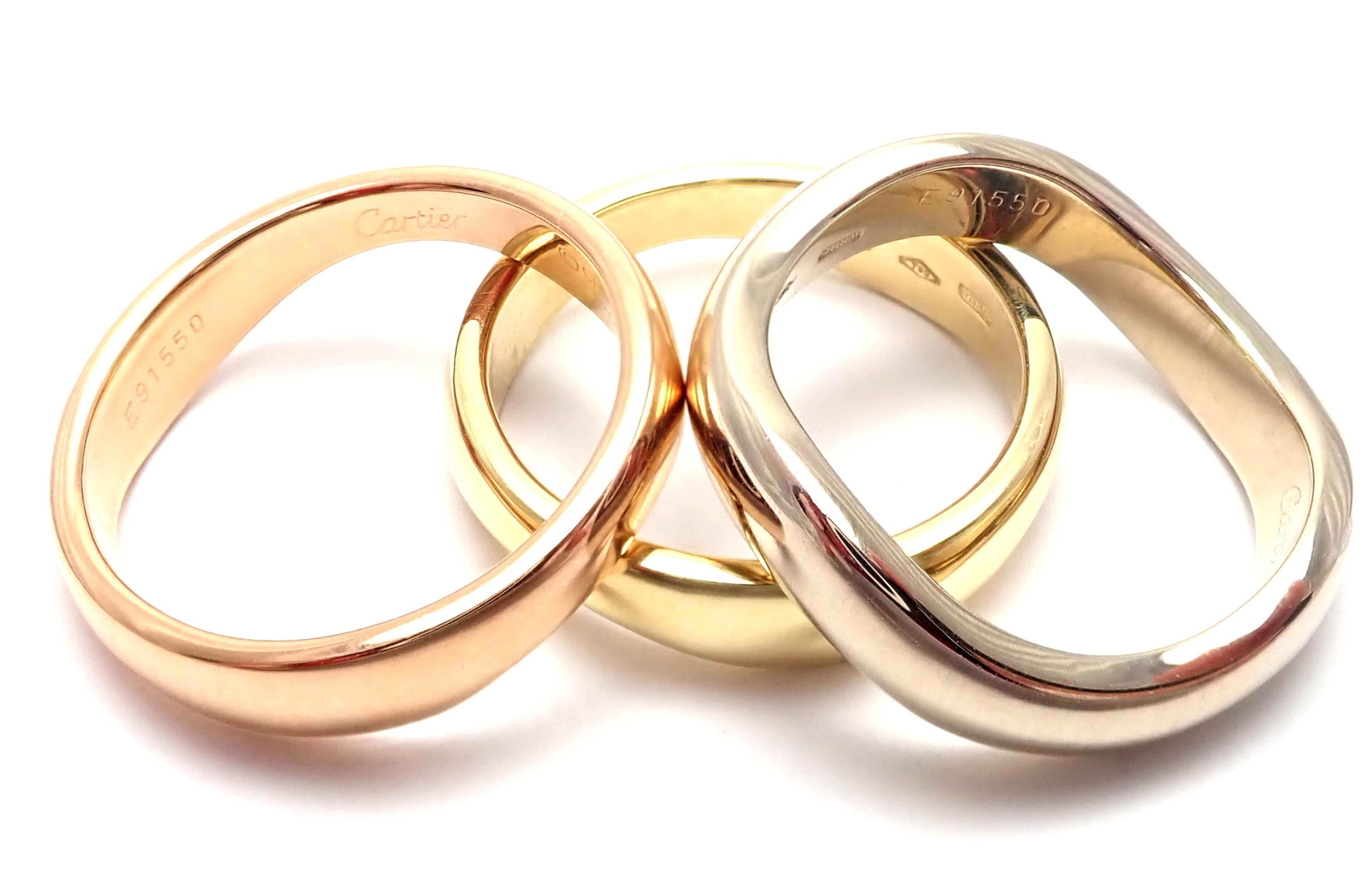 Cartier Three Stocking Tri-Color Gold Band Ring 2