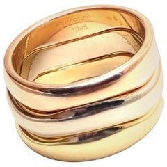 Cartier Three Stocking Tri-Color Gold Band Ring