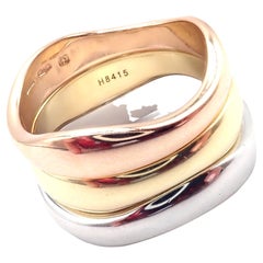 Retro Cartier Three Stocking Tri-Color Gold Bands Ring