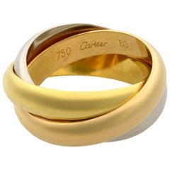Cartier Three-Tone 18 Karat White Yellow and Pink Gold Classic Trinity Ring