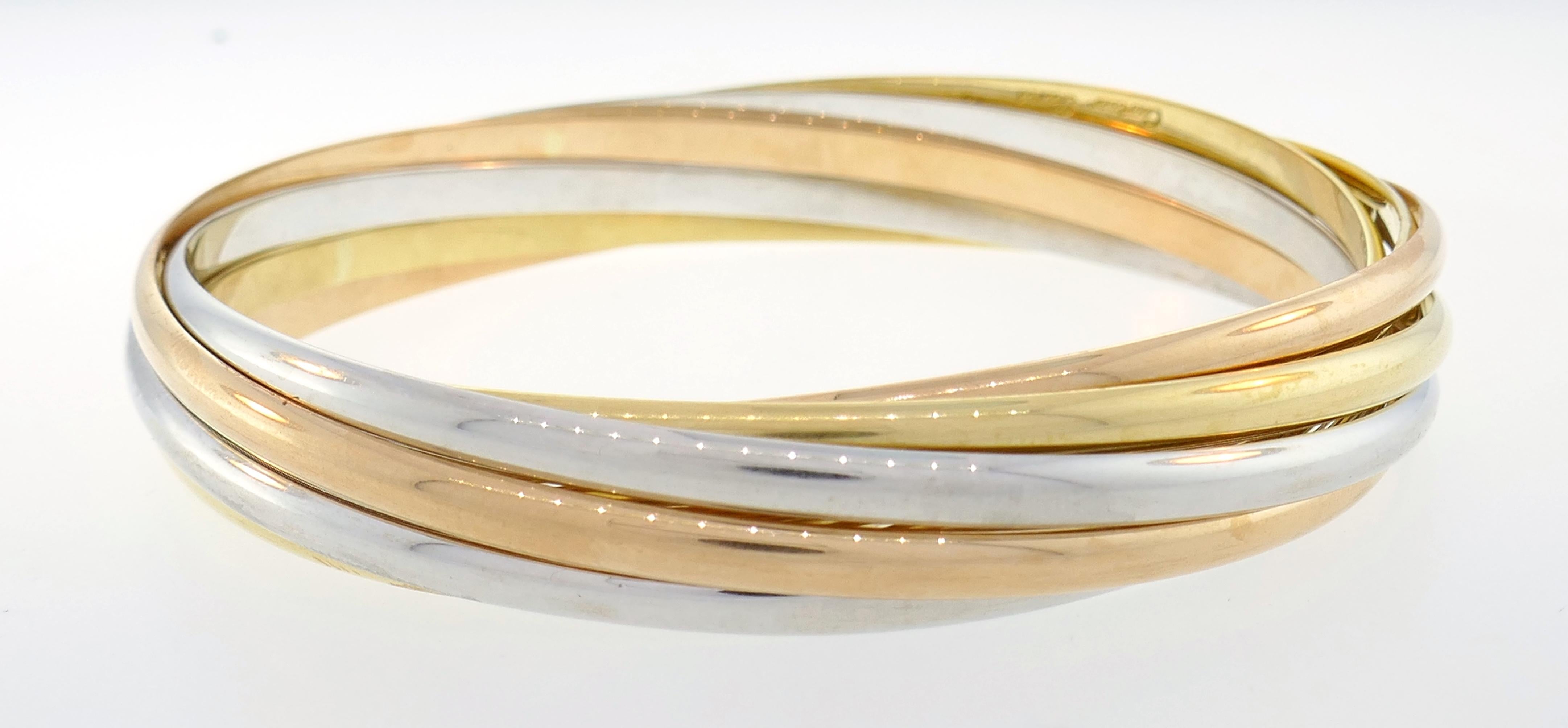 Cartier Three-Tone Gold Bangle Bracelet In Good Condition In Beverly Hills, CA