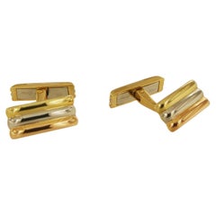 Cartier Three Tone Gold Bar Cufflinks