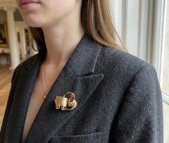 Cartier Three Tone Gold Bracelet Brooch Earrings Set