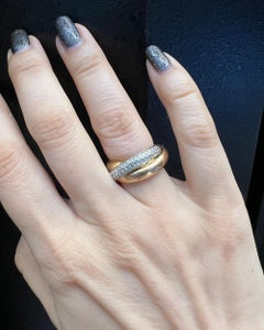 Cartier 18k Three-Tone Gold Diamond Trinity Ring, 0.99 Carats, France