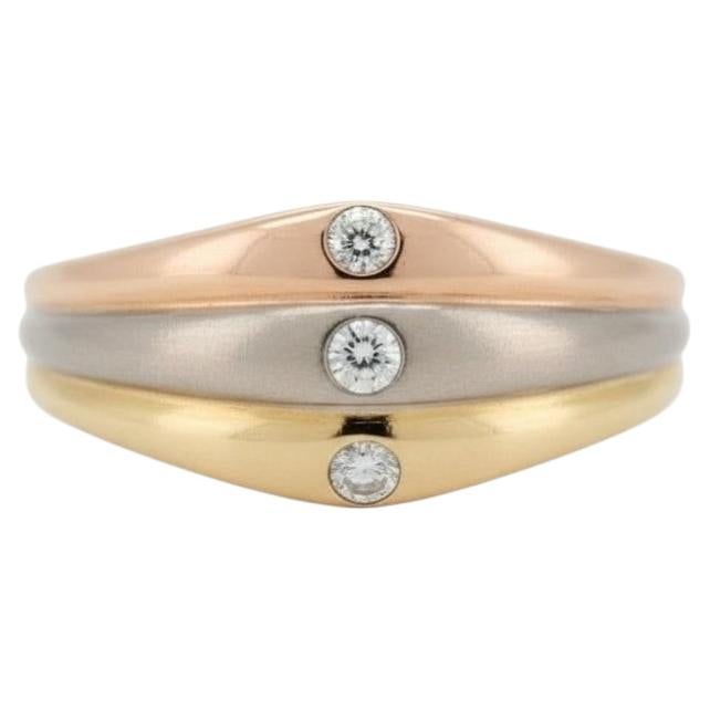 Cartier Three-Tone Gold Ring - 18k Trinity Style with 3 Diamonds - Signed & For Sale