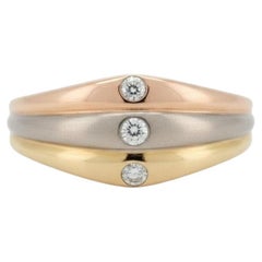 Cartier Three-Tone Gold Ring - 18k Trinity Style with 3 Diamonds - Signed &