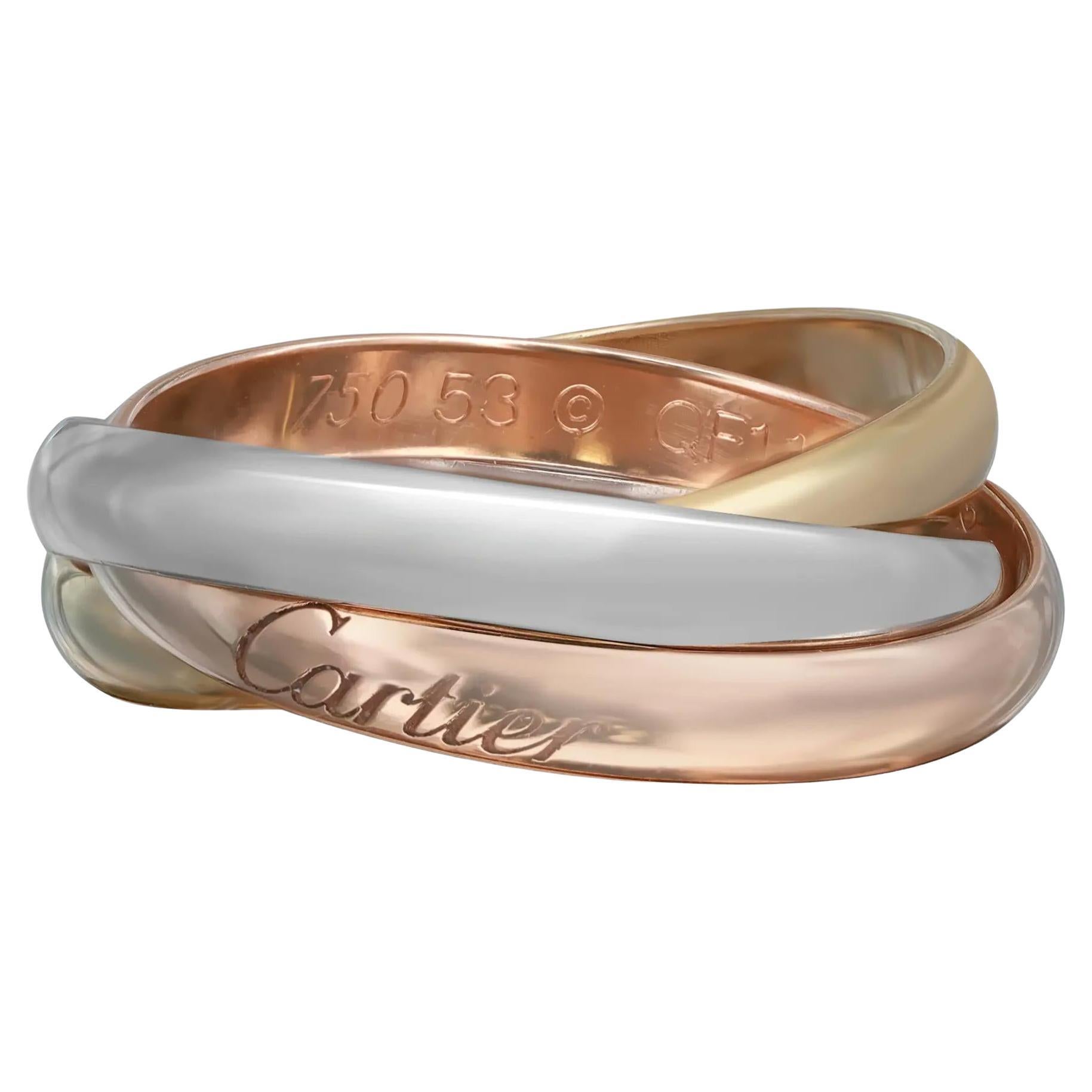 Cartier Three-Tone Small Trinity Ring 18k White Yellow and Pink Gold