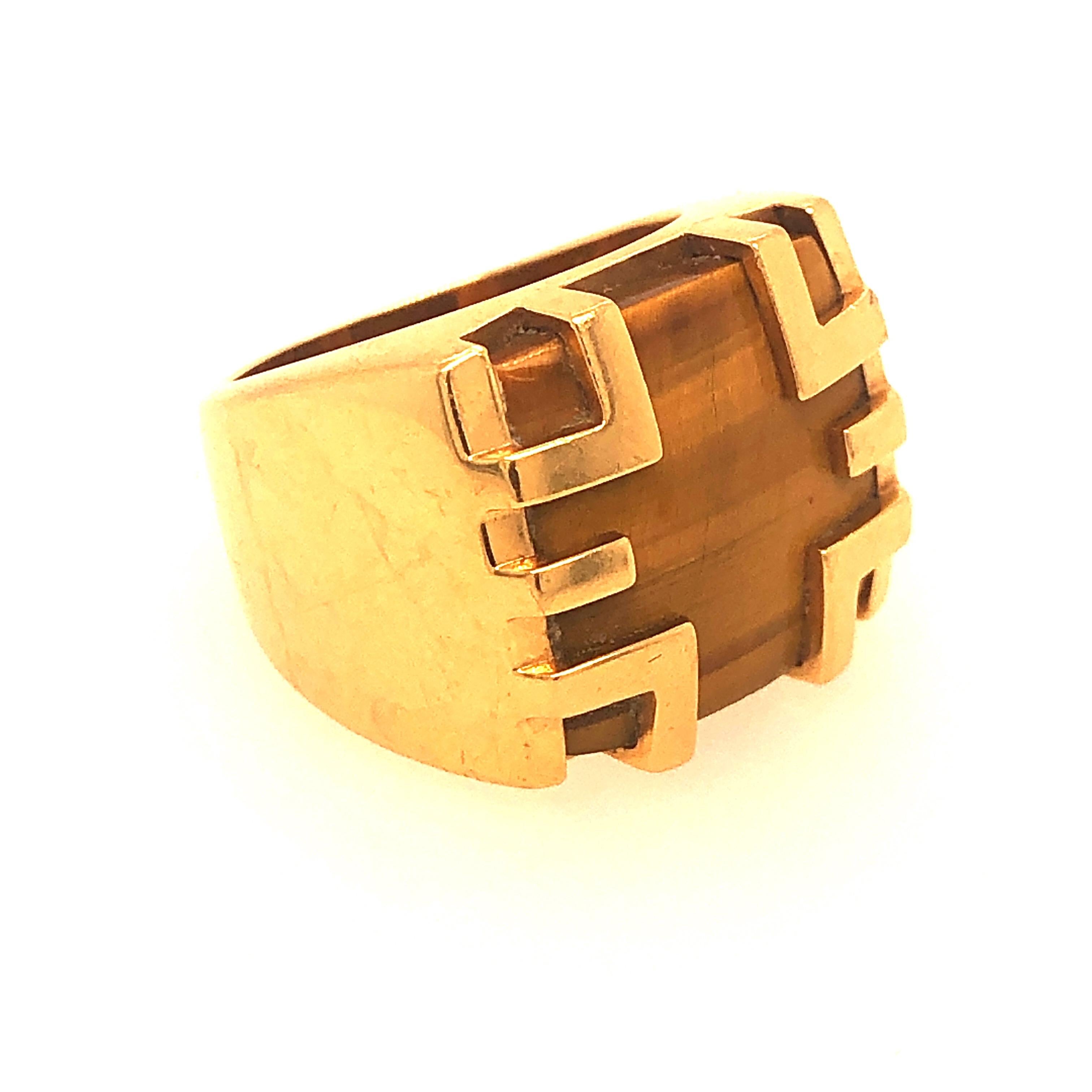 Cartier Tiger Eye and Gold Ring at 1stDibs