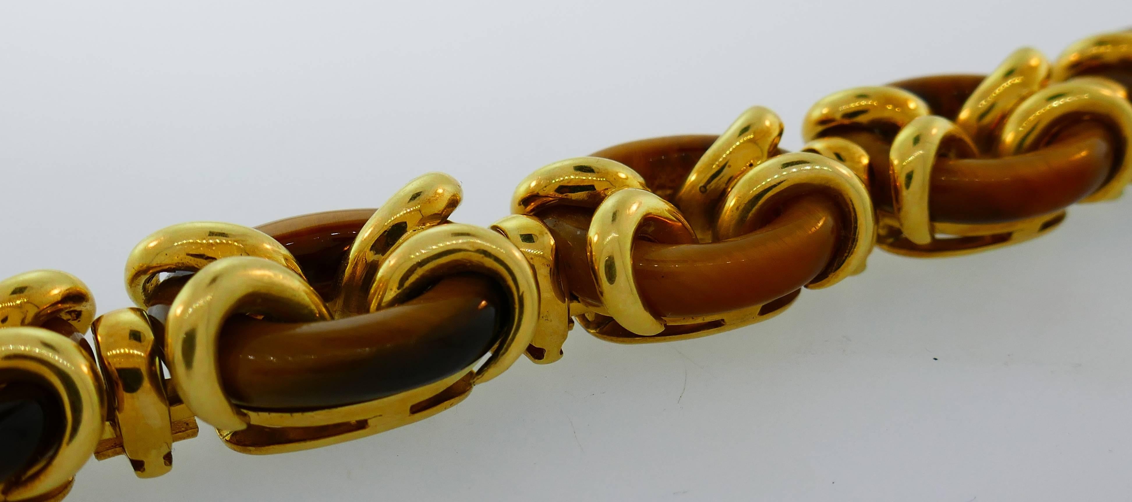 Cartier Tiger's Eye Yellow Gold Bracelet, 1970s 1