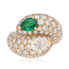 Cartier 'Toi Et Moi' Emerald and Diamond Ring
