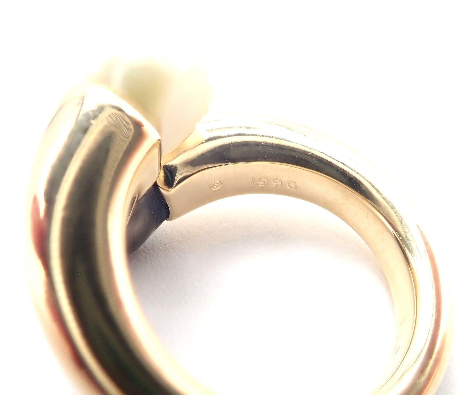 Cartier Toi Et Moi White Black Pearl Two Pearls Bypass Yellow Gold Band Ring 5