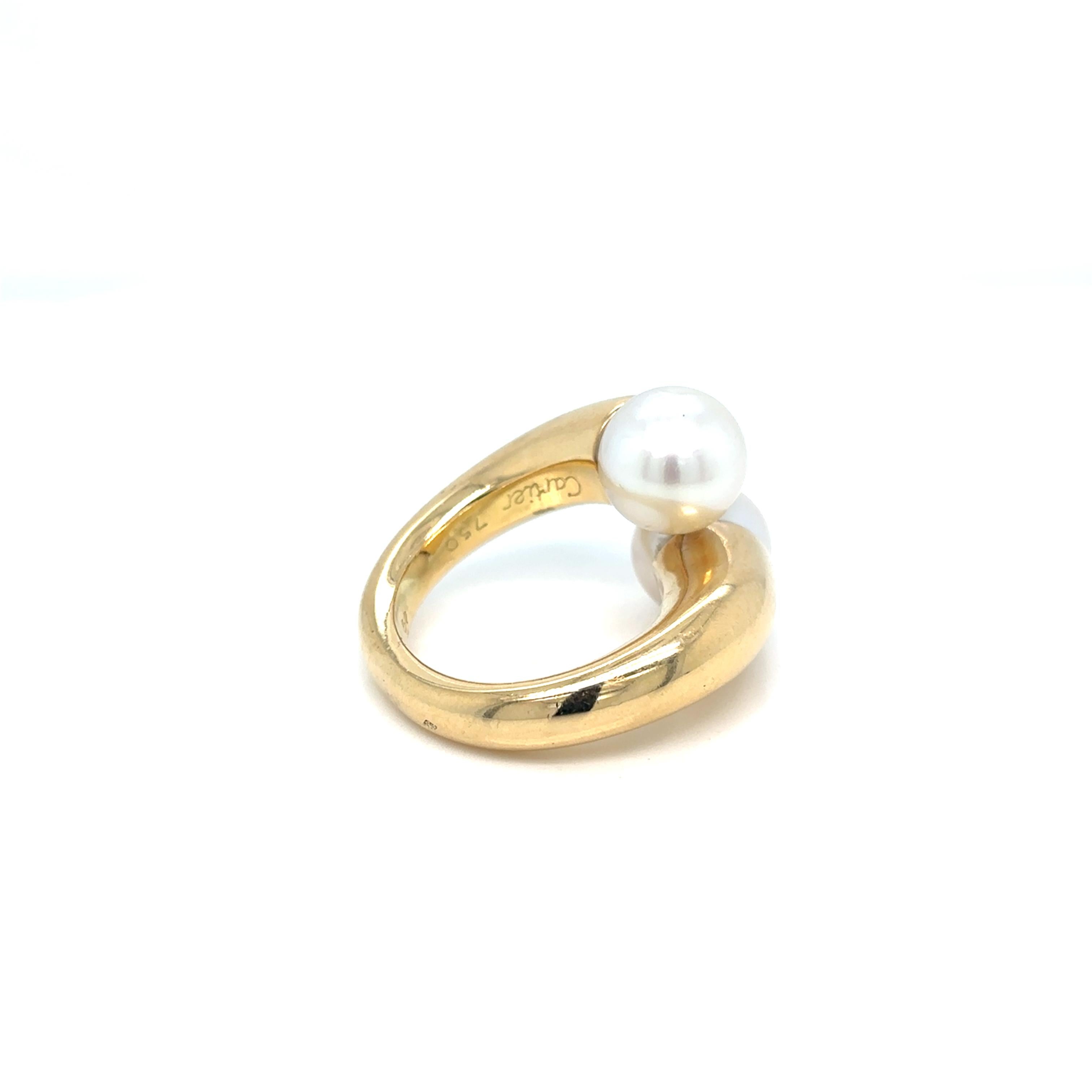 Moderne Bague Toi & Moi en or jaune 18 carats de Cartier, 1996 en vente