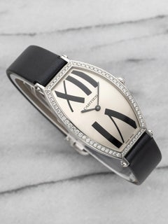 Cartier Tonneau 2712 18K WG Diamond Bezel Manual Silver Dial 30mm