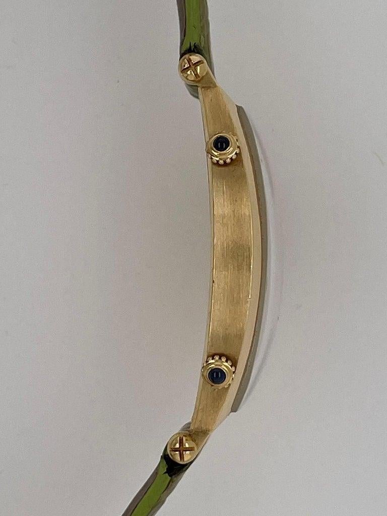 Women's or Men's Cartier Tonneau Duel Time Ladies Wristwatch, 18Kt, Vintage For Sale