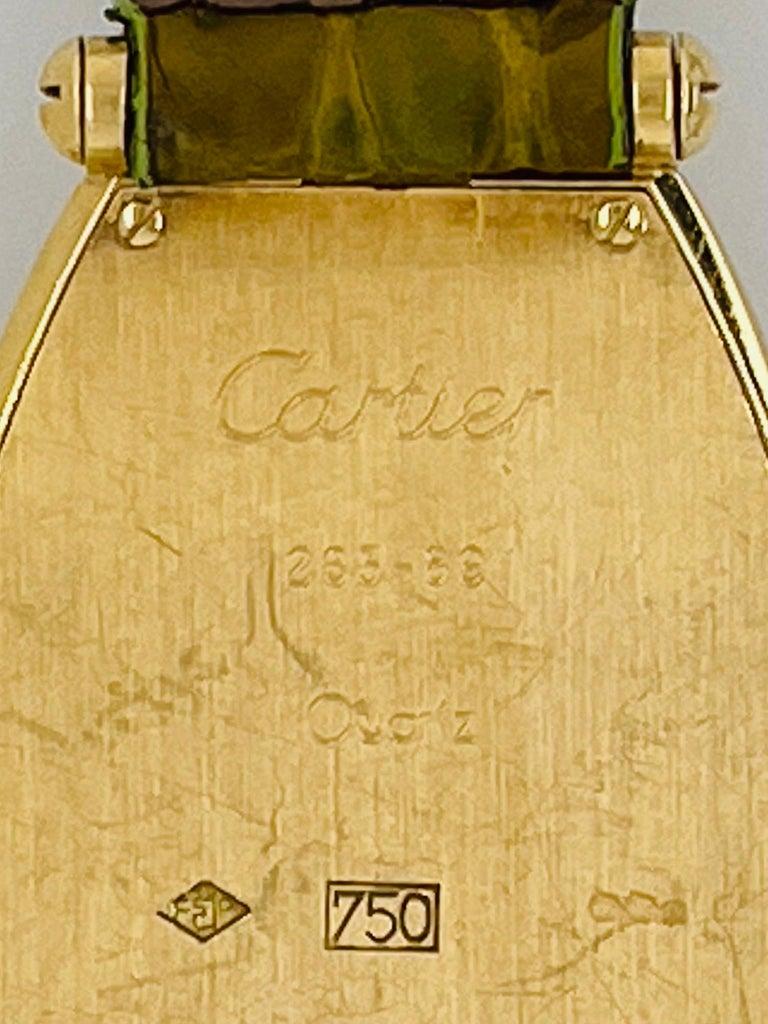 Cartier Tonneau Duel Time Ladies Wristwatch, 18Kt, Vintage For Sale 1