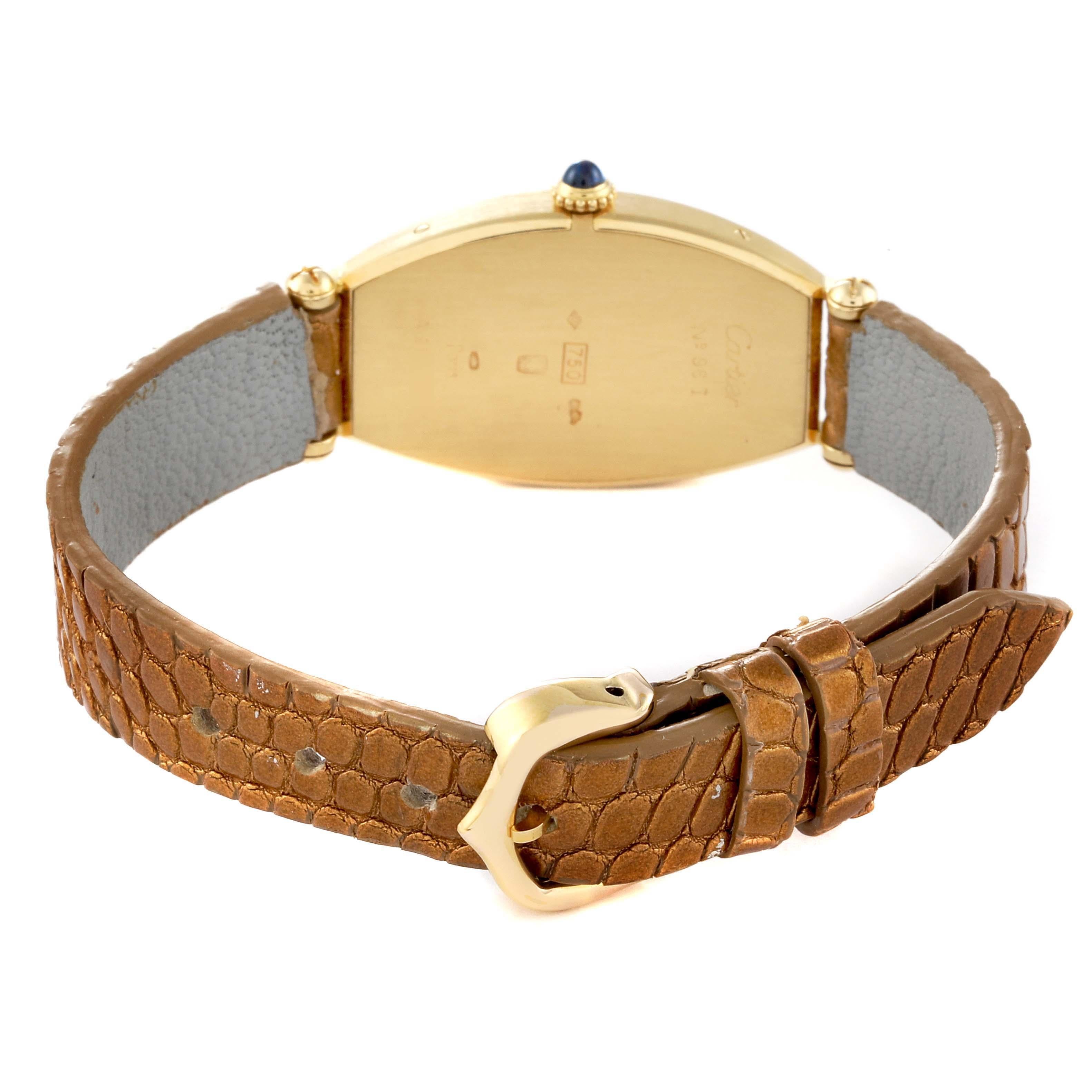 Women's Cartier Tonneau Paris Yellow Gold Silver Dial Ladies Watch