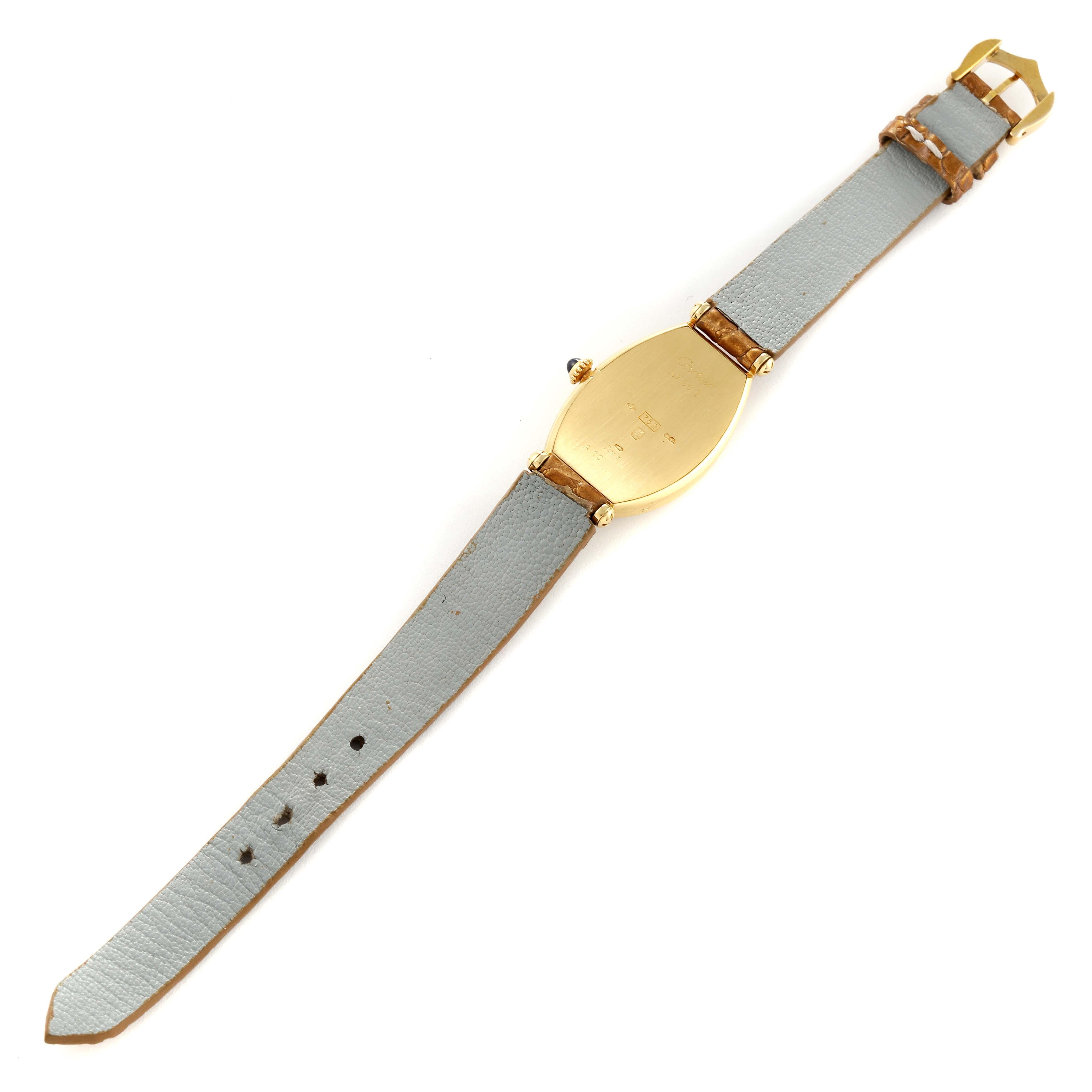 Cartier Tonneau Paris Yellow Gold Silver Dial Ladies Watch 2