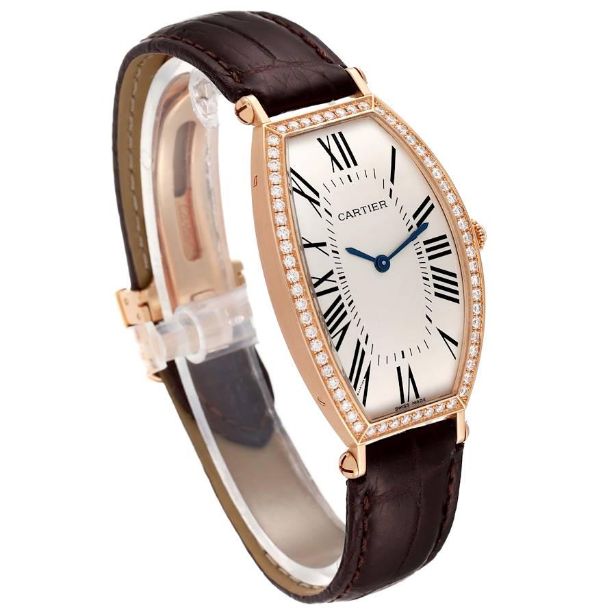 Cartier Montre Tonneau en or rose et diamants pour femmes 2849 Excellent état - En vente à Atlanta, GA