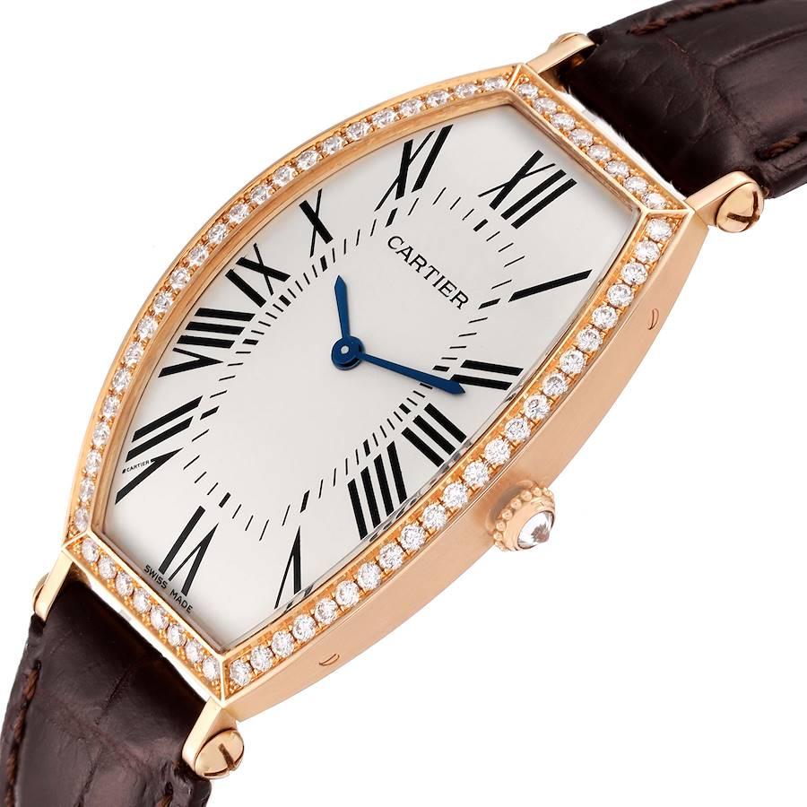 Cartier Montre Tonneau en or rose et diamants pour femmes 2849 en vente 1