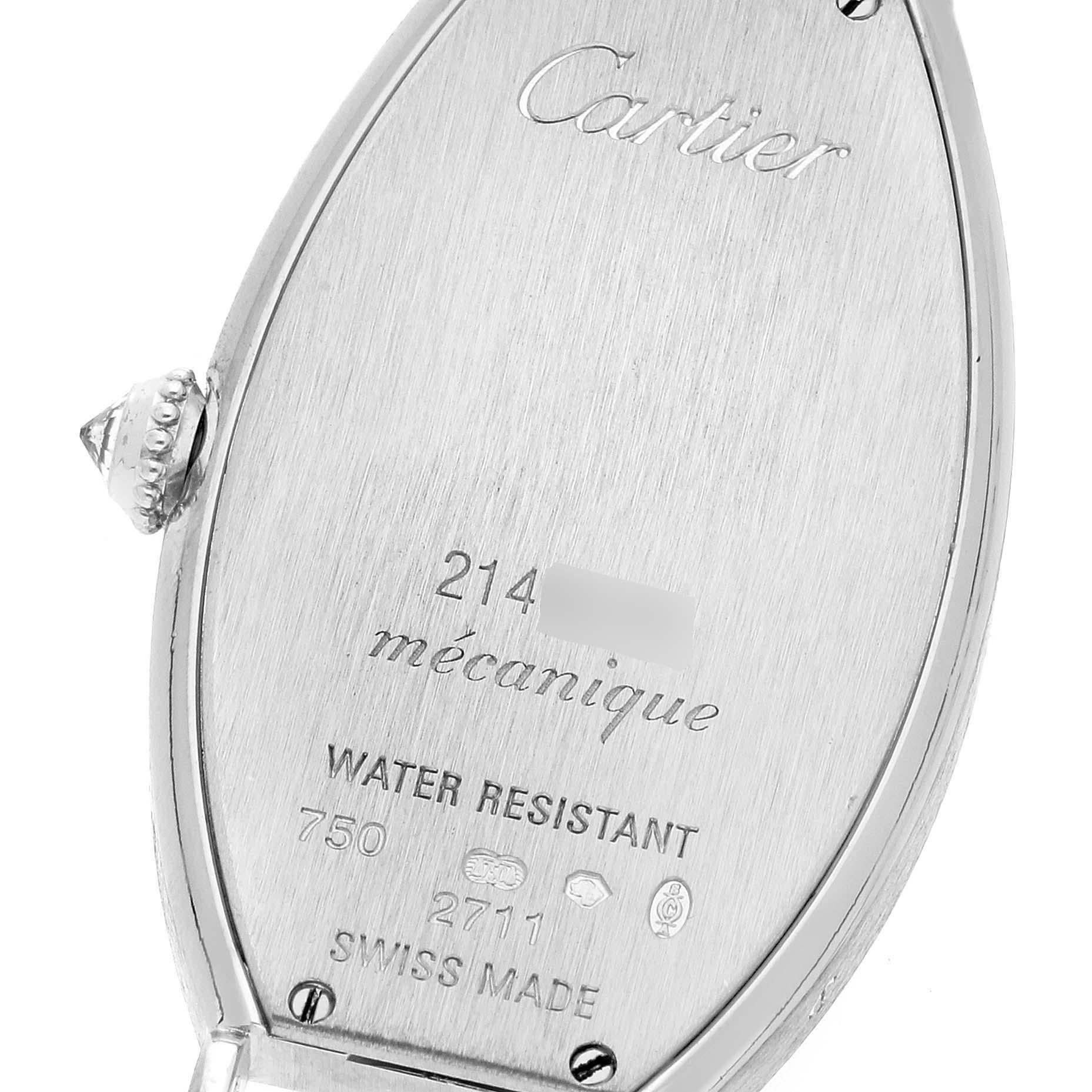 Cartier Montre Tonneau pour femme en or blanc et diamants WE400131 avec boîte et papiers d'origine Excellent état - En vente à Atlanta, GA