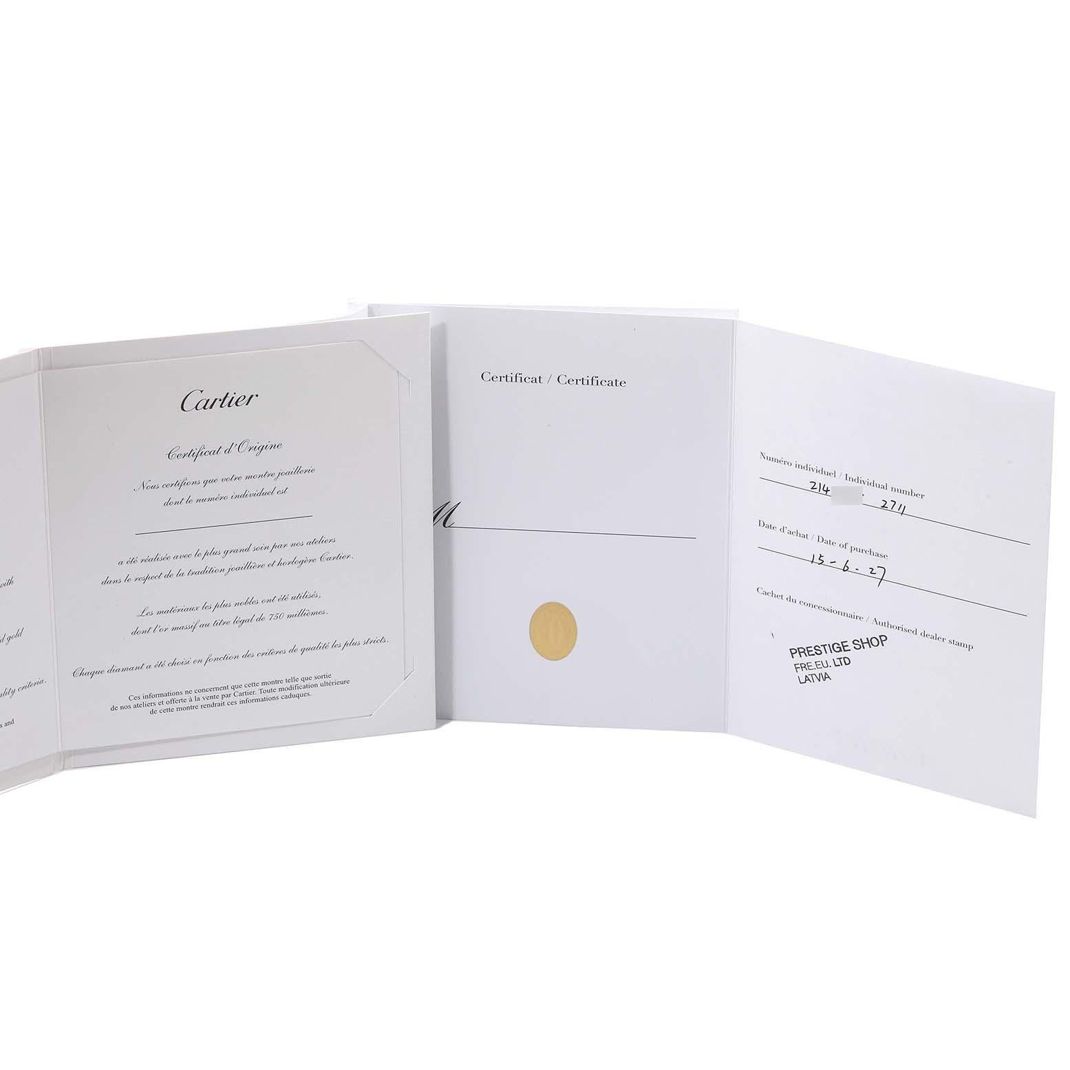 Cartier Tonneau Weißgold Diamant Damenuhr WE400131 Box Papiere im Angebot 1