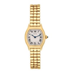 Cartier Tonneau Yellow Gold Silver Dial Vintage Quartz Ladies Watch