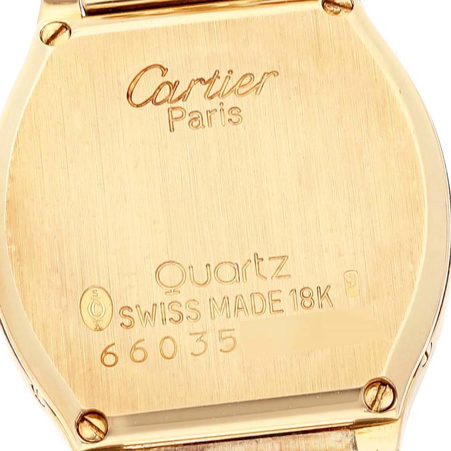 Cartier Tonneau Yellow Gold Silver Dial Vintage Quartz Ladies Watch 2