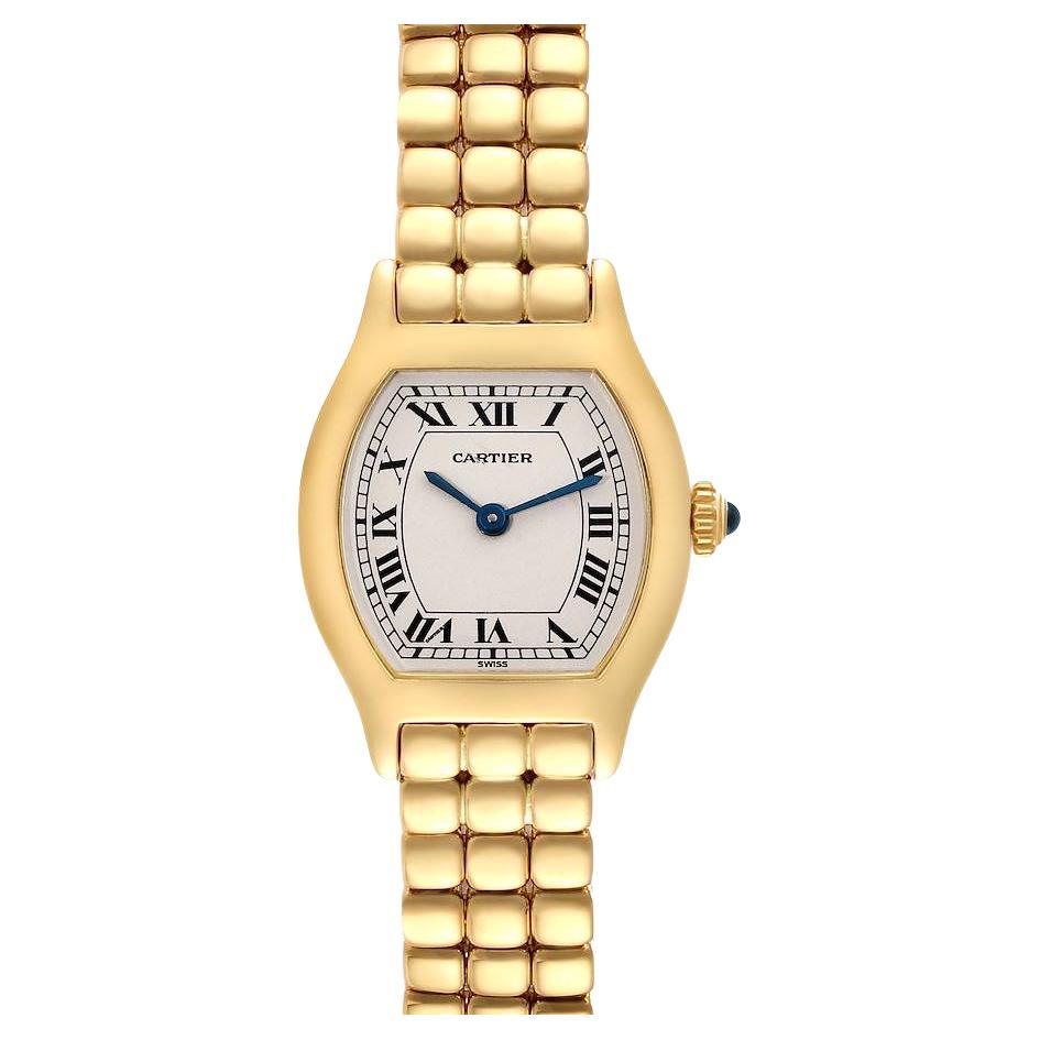 Cartier Tonneau Yellow Gold Silver Dial Vintage Quartz Ladies Watch