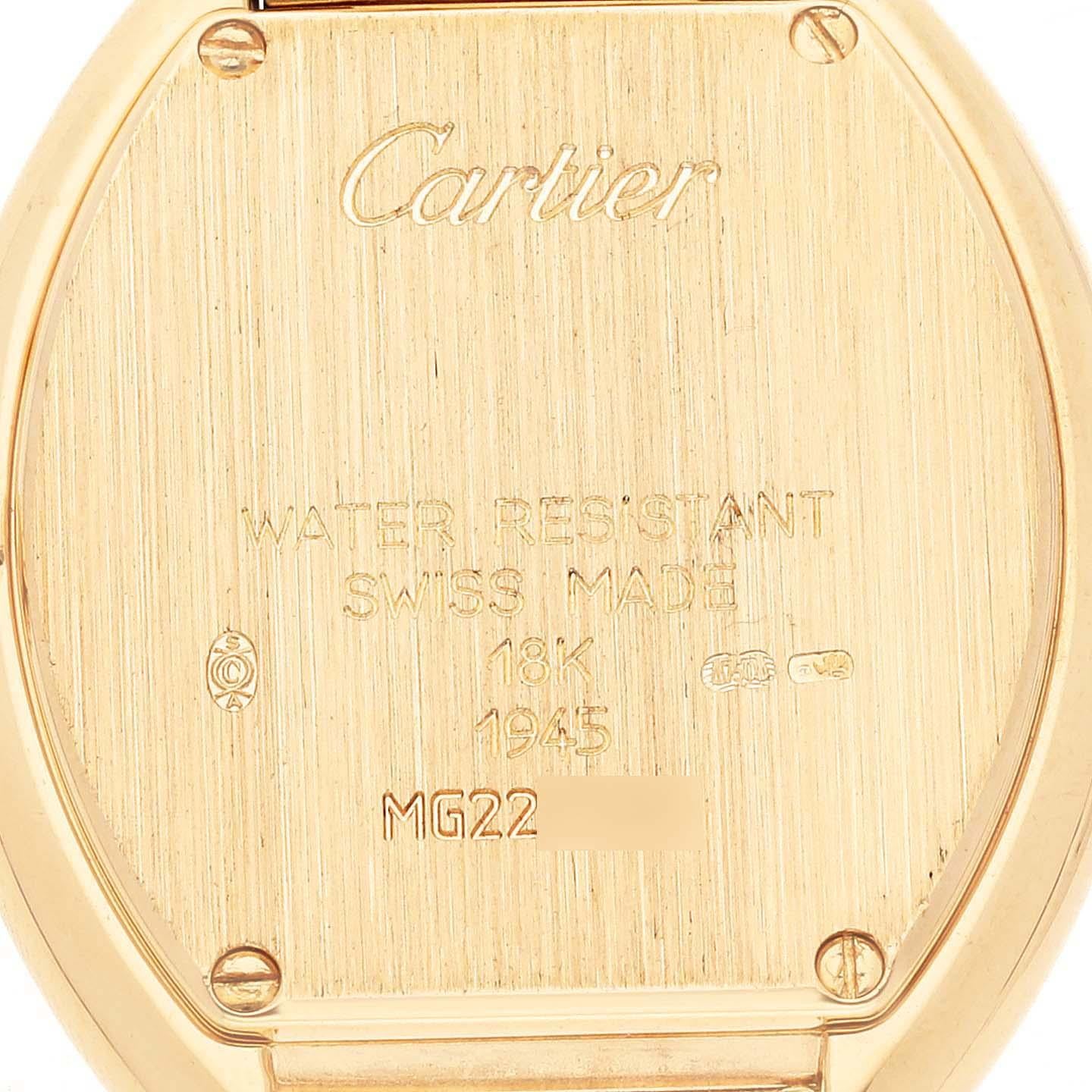 Cartier Tonneau Gelbgold Silber Zifferblatt Vintage Quarz Damenuhr W15174P4 3